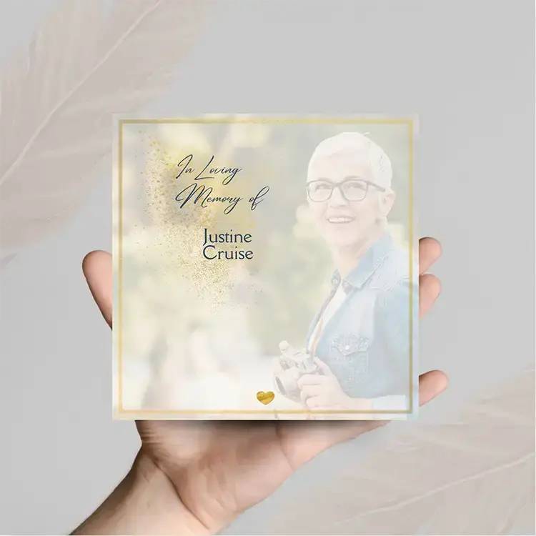 funeral invitation golden heart