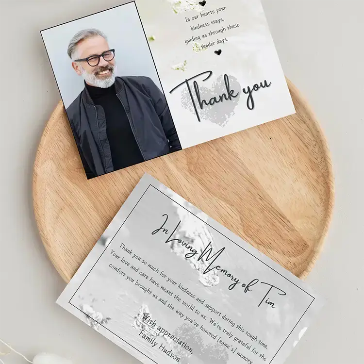 funeral thank you card Gray