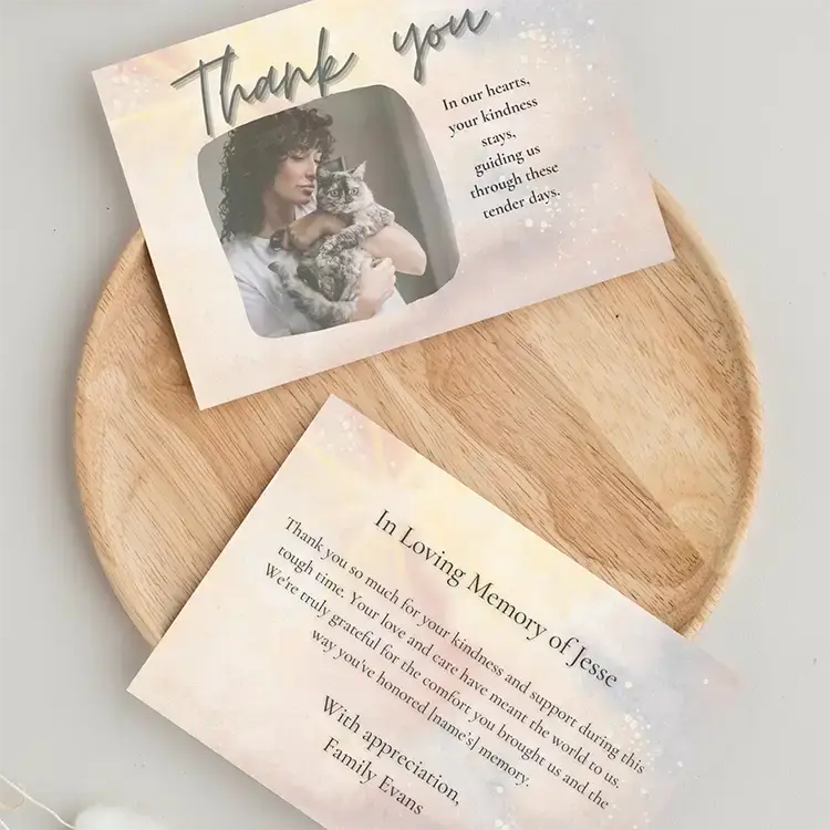 funeral thank you card Shine