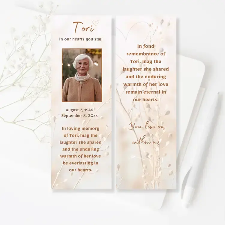 memorial bookmark Rustic